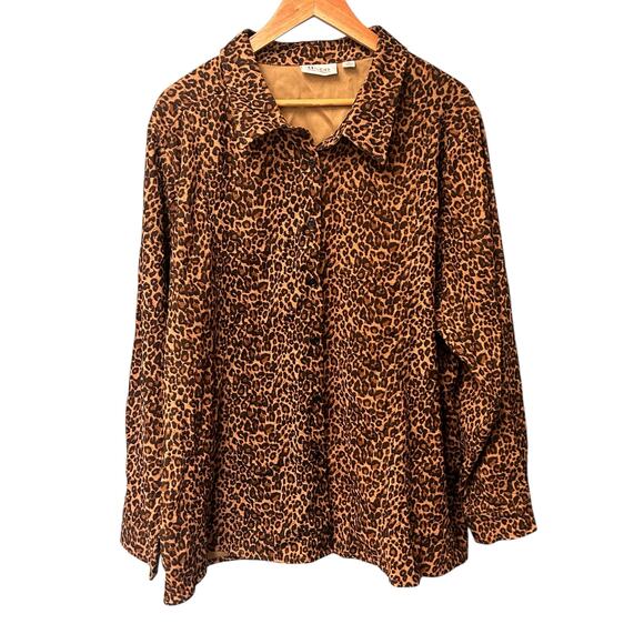 Style & Co. Leopard Print Poplin‎ Button-Down Shirt - Women’s 3X - Picture 1 of 7